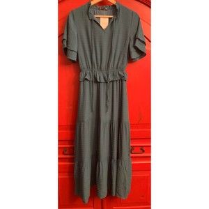 NWT PrettyGarden Teal Ruffle Prairie Style Summer Dress CottageCore Boho Size S